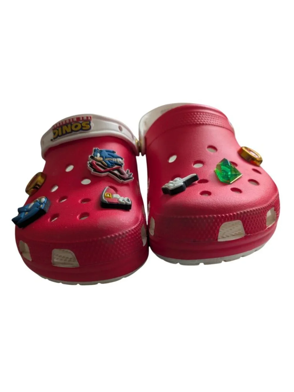 Crocs Sonic The Hedgehog Sega Red Classic Clogs Mens 10 Womens 12 w/ Jibbitz